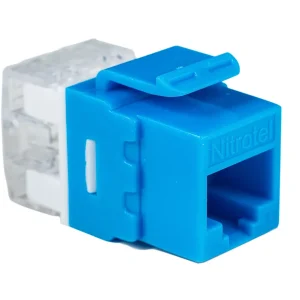 Jack Keystone Cat6A UTP 180 Grados Azul Nitrotel NTKJ6ABUSL